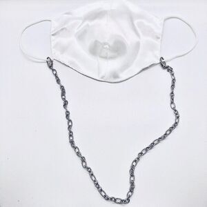 Unique Vintage Silver Victorian Link Mask Chain Necklace